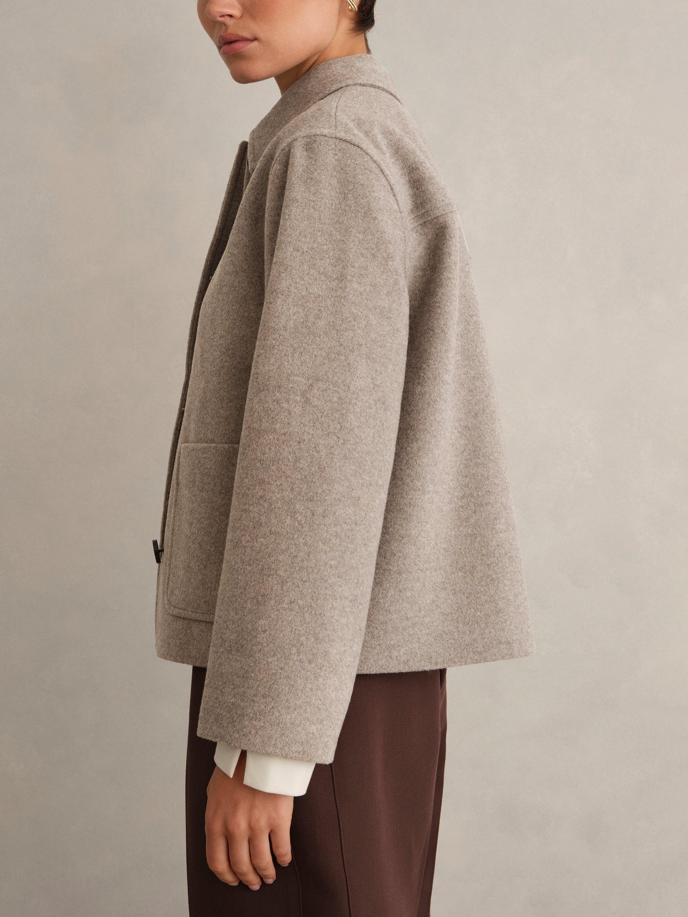 Product image 2 of 6, which shows Hobbs Milly Wool Rich Jacket, Stone Grey, 8