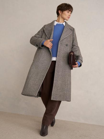 Hobbs Prisha Herringbone Wool Rich Coat, Mocha, Mocha