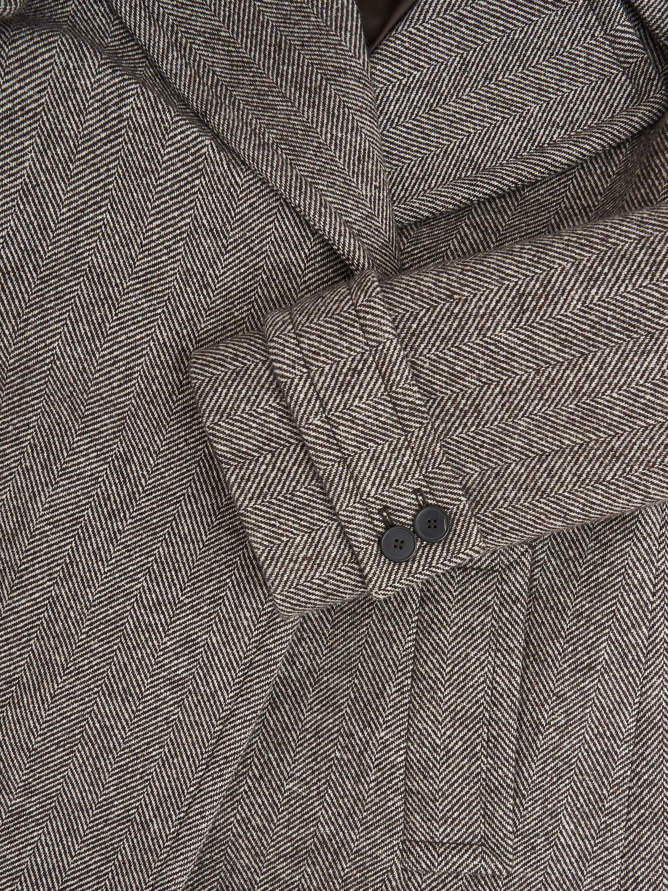 Product image 7 of 7, which shows Hobbs Prisha Herringbone Wool Rich Coat, Mocha, 10