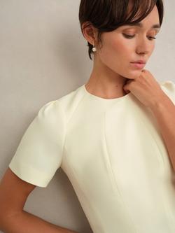 Hobbs Eliana Crepe Midi Dress, Pale Yellow - view 2, Pale Yellow