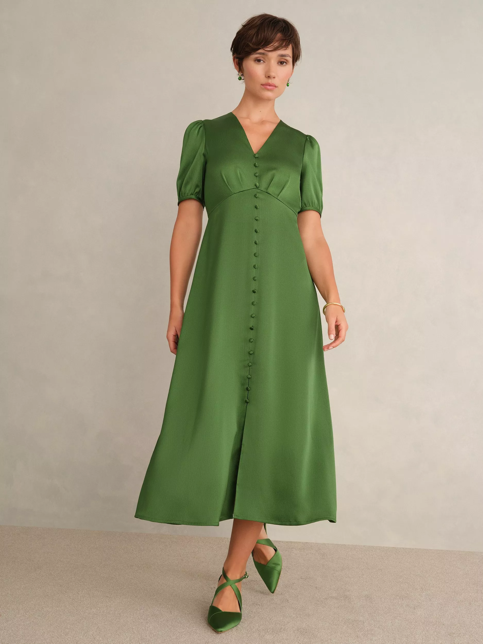 Women's Dresses - Green, Sleeve: Puff Sleeve | John Lewis & Partners