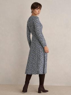 Hobbs Petite Dakota Geometric Jersey Dress, Navy/Multi - view 2, Navy/Multi