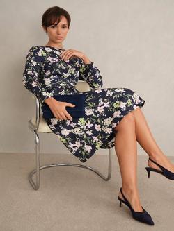 Hobbs Sabine Floral Mini Dress, Midnight/Multi, Midnight/Multi