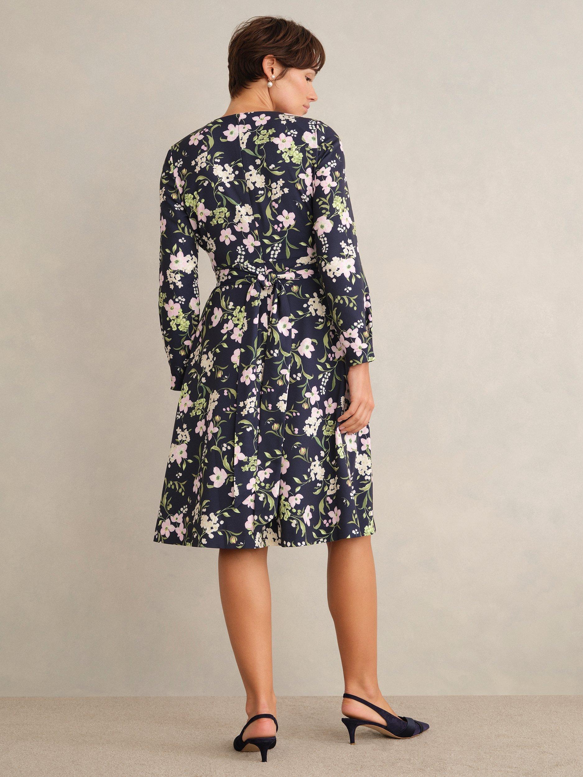 Product image 2 of 7, which shows Hobbs Sabine Floral Mini Dress, Midnight/Multi, 10
