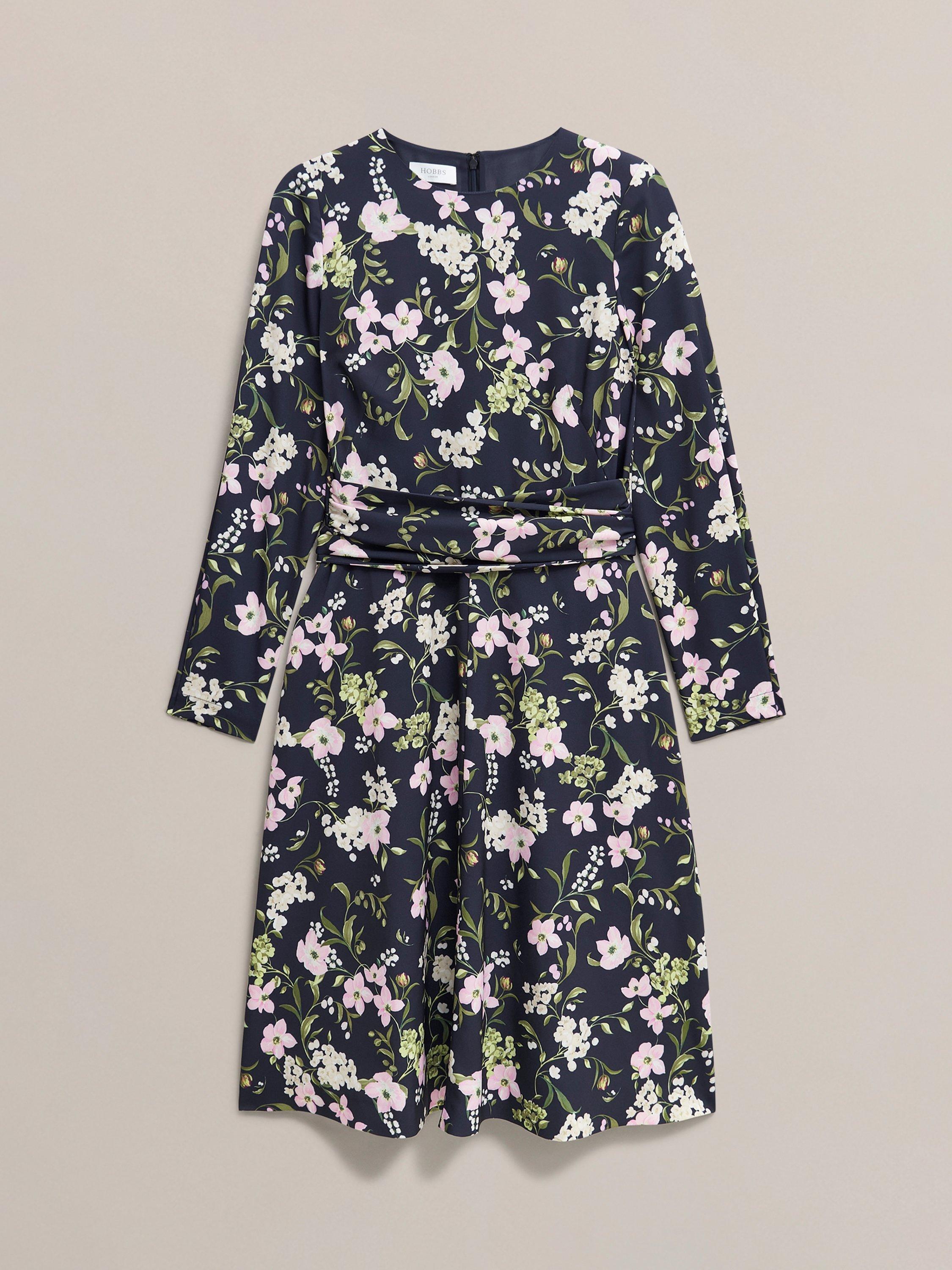 Product image 4 of 7, which shows Hobbs Sabine Floral Mini Dress, Midnight/Multi, 10