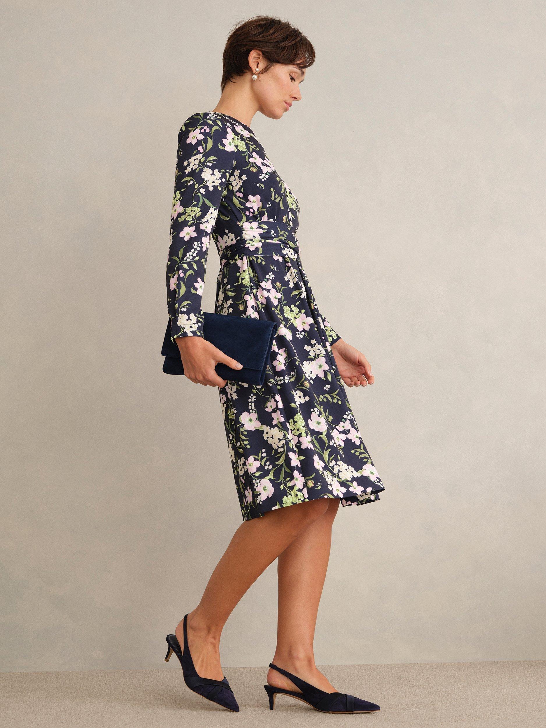 Product image 5 of 7, which shows Hobbs Sabine Floral Mini Dress, Midnight/Multi, 10