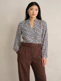 Hobbs Mila Geometric Print Blouse, Cream/Multi, Cream/Multi