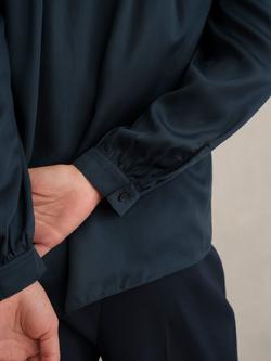 Hobbs Gwen Satin Shirt, Slate Blue - view 2, Slate Blue