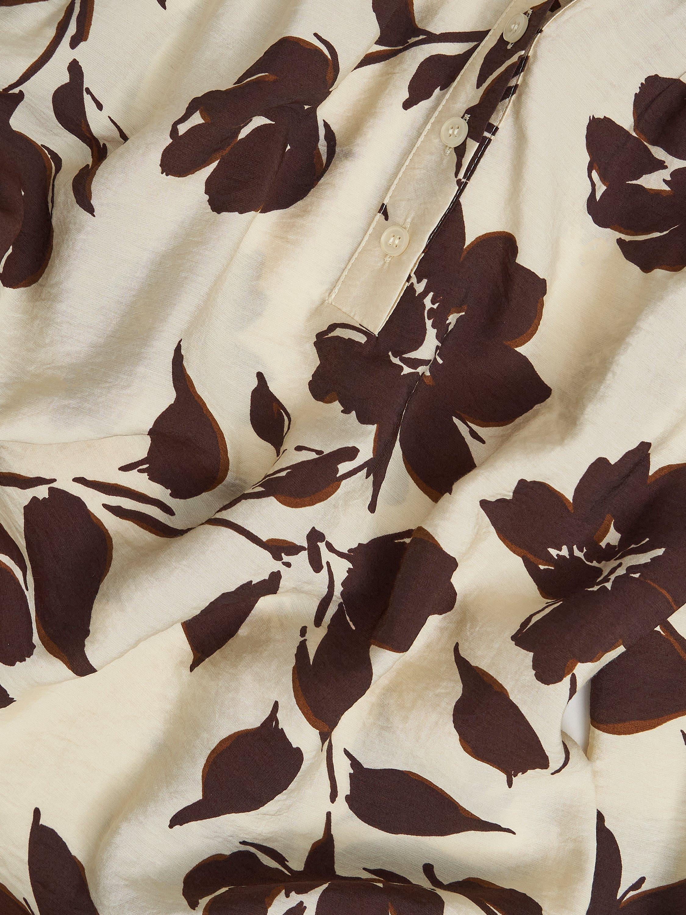 Product image 6 of 6, which shows Hobbs Sherry Floral Top, Beige/Chocolate, 10