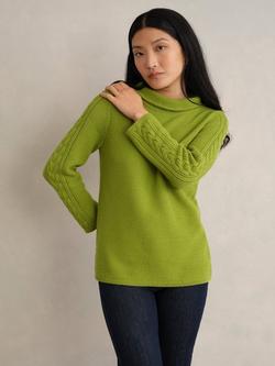 Hobbs Camilla Rolled Boat Neck Cable Knit Jumper, Pear Green, Pear Green