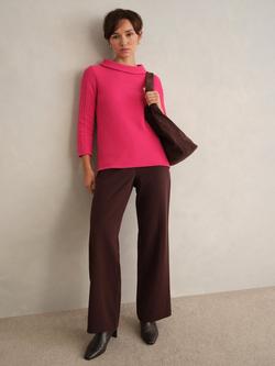 Hobbs Camilla Rolled Boat Neck Cable Knit Jumper, Soft Berry Pink, Soft Berry Pink
