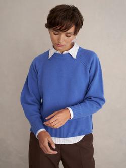 Hobbs Morgan Round Neck Wool Rich Jumper, Thistle Blue, Thistle Blue