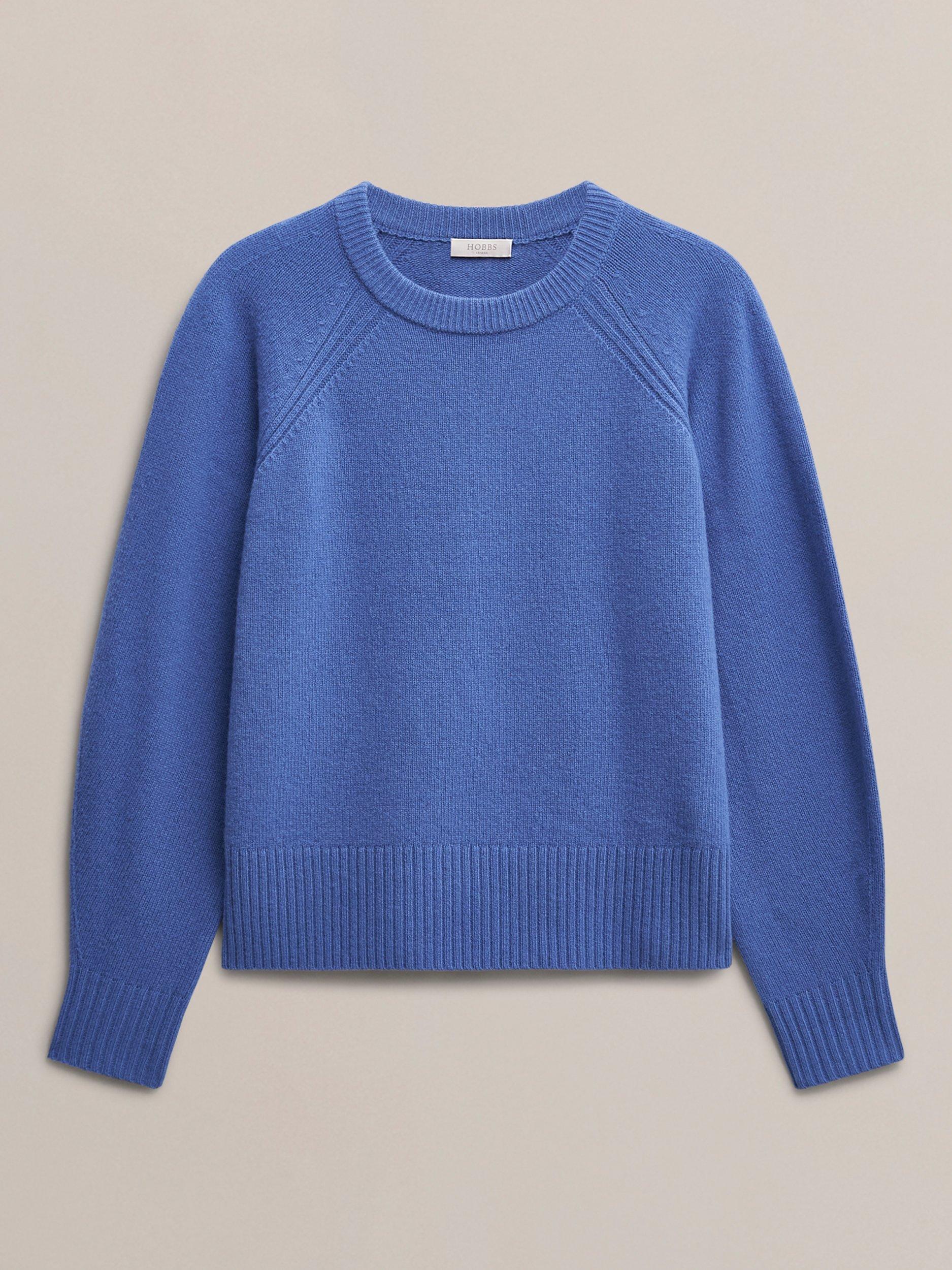 Product image 4 of 5, which shows Hobbs Morgan Round Neck Wool Rich Jumper, Thistle Blue, L
