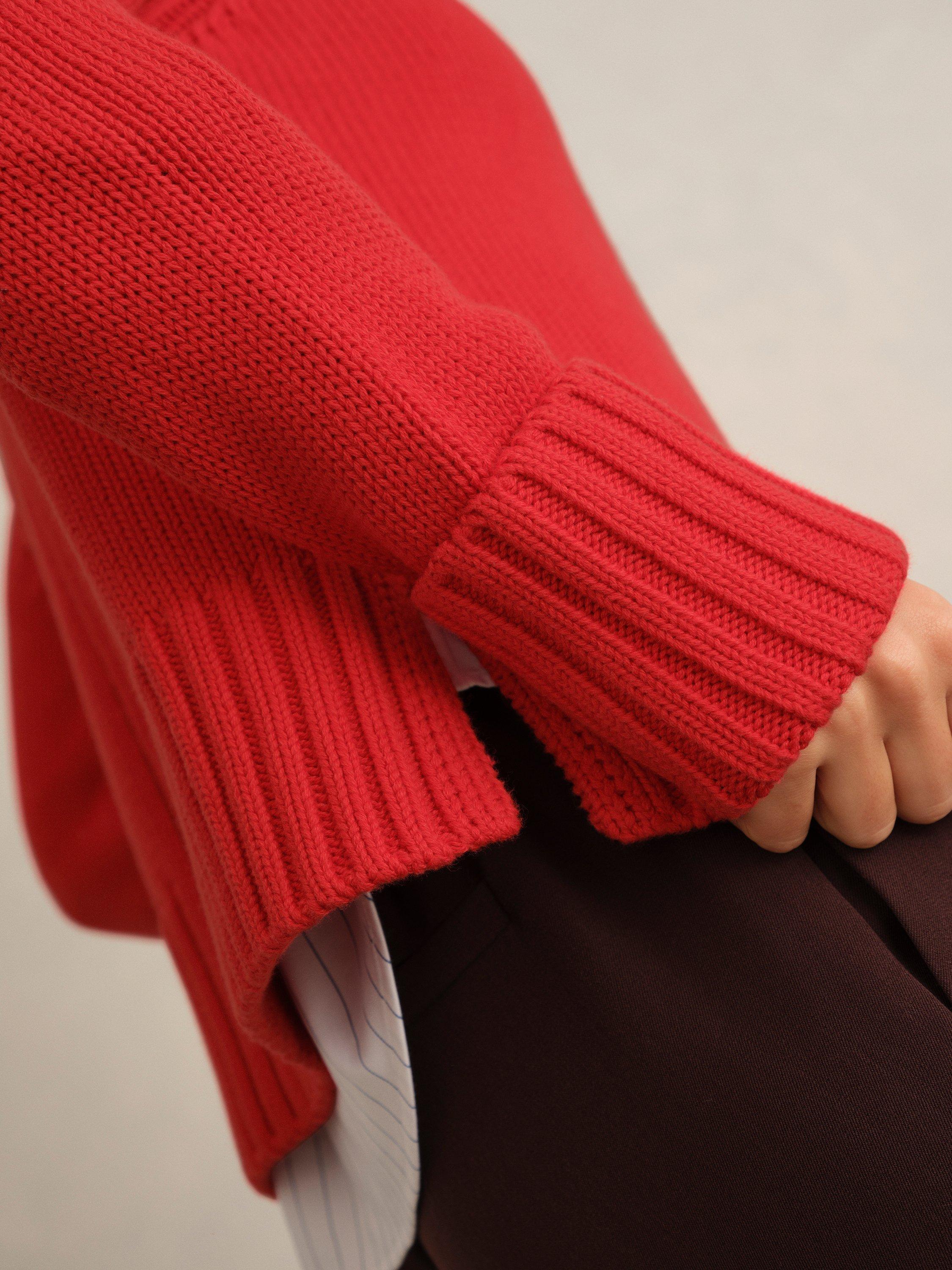Product image 2 of 5, which shows Hobbs Sukey Chunky Knit Jumper, Pepper Red, L