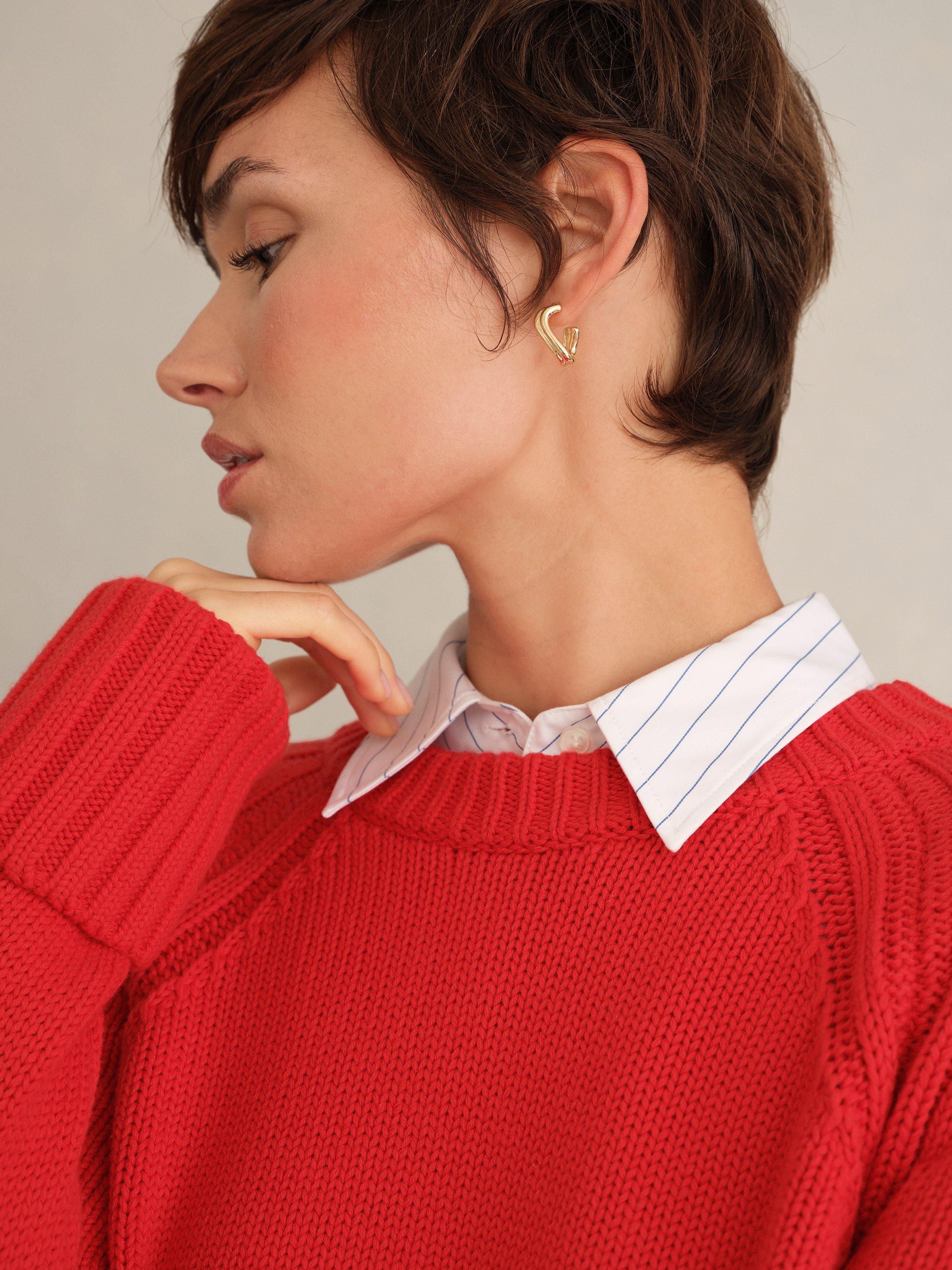 Product image 3 of 5, which shows Hobbs Sukey Chunky Knit Jumper, Pepper Red, L