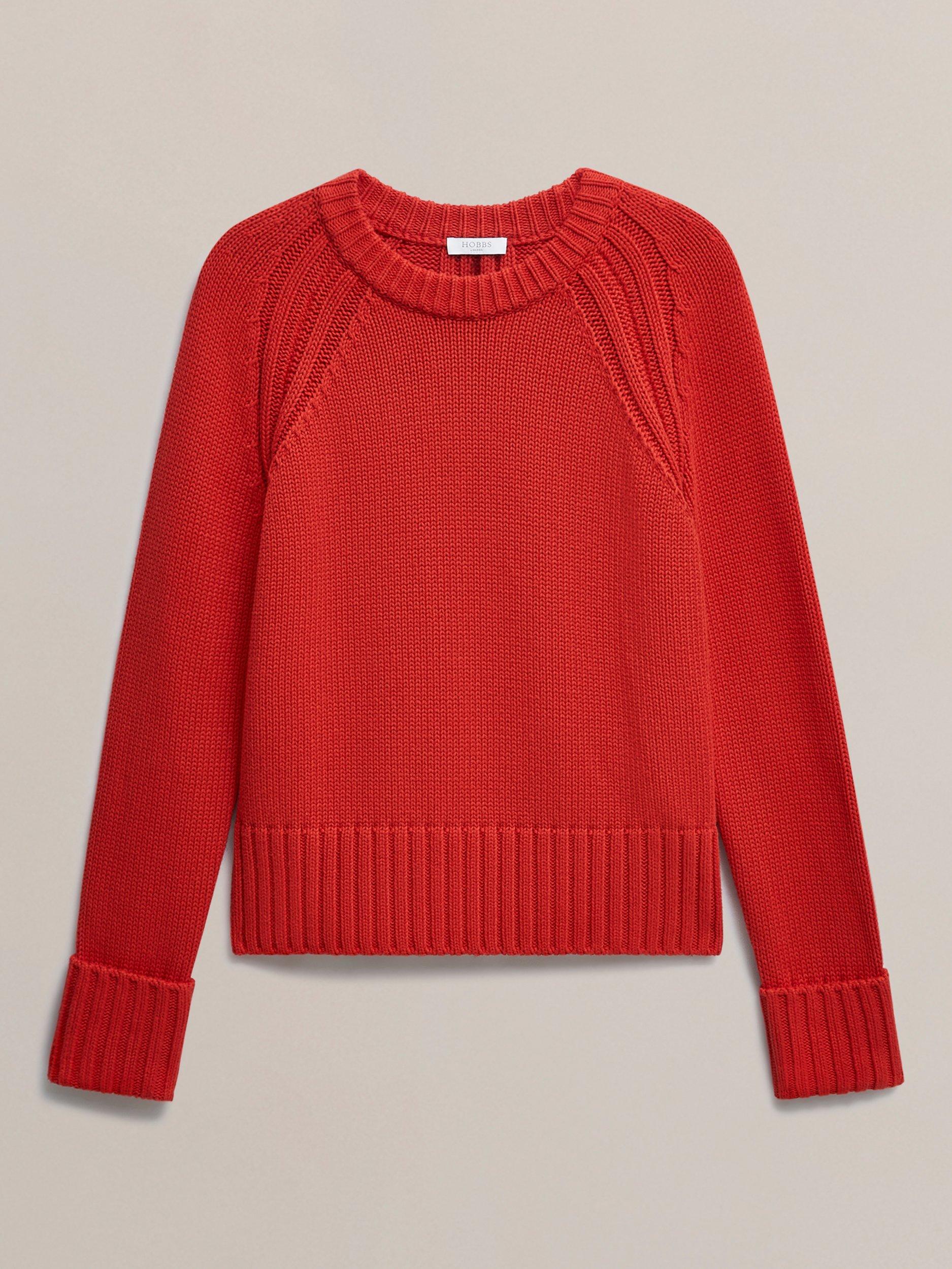 Product image 4 of 5, which shows Hobbs Sukey Chunky Knit Jumper, Pepper Red, L