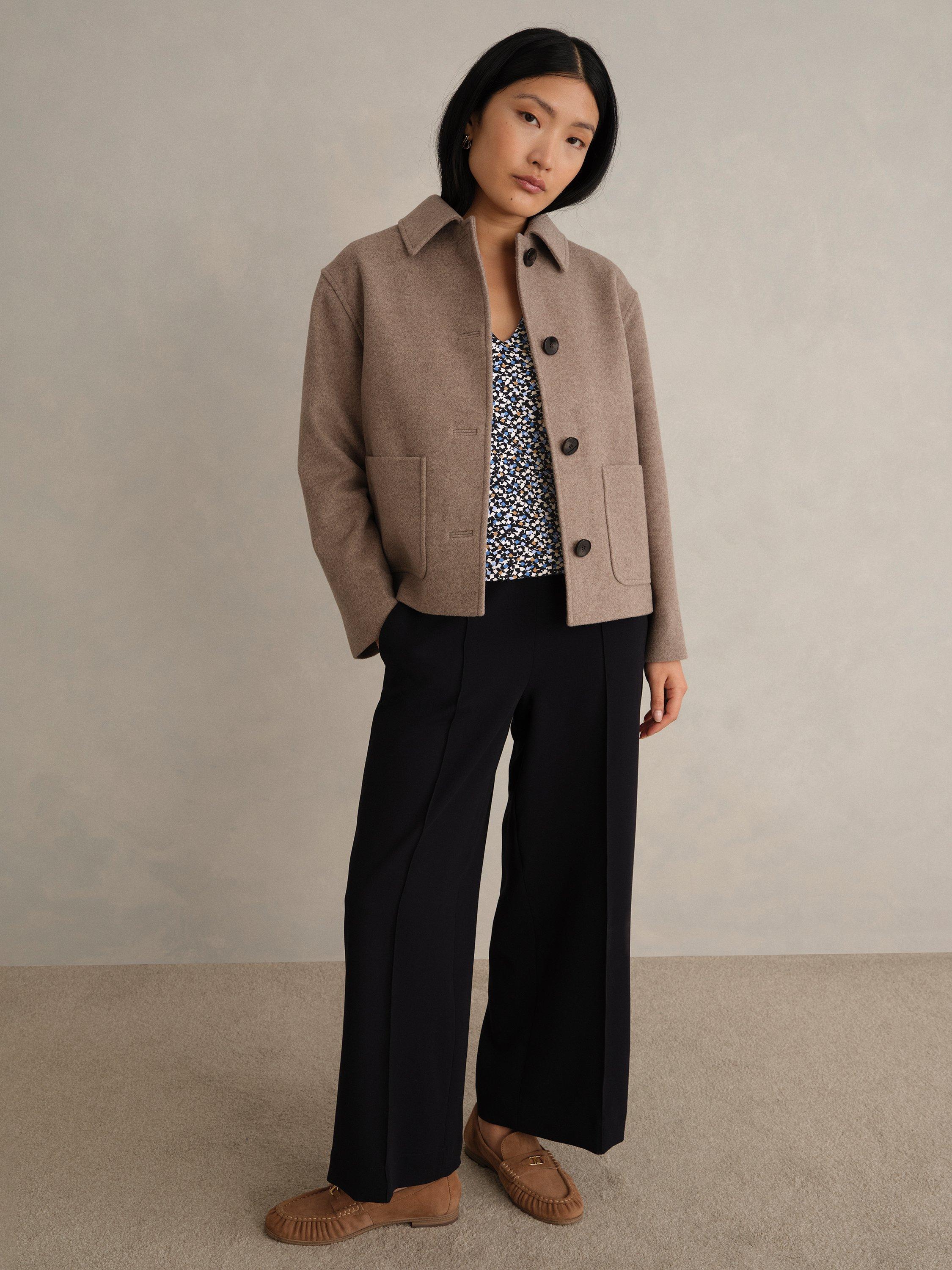 Product image 5 of 6, which shows Hobbs Aimee Geometric Jersey Top, Navy/Multi, L