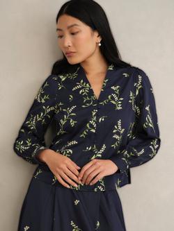 Hobbs Annie Floral Embroidered Top, Midnight/Multi, Midnight/Multi