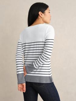 Hobbs Constance Stripe Jersey Top, White/Navy - view 2, White/Navy