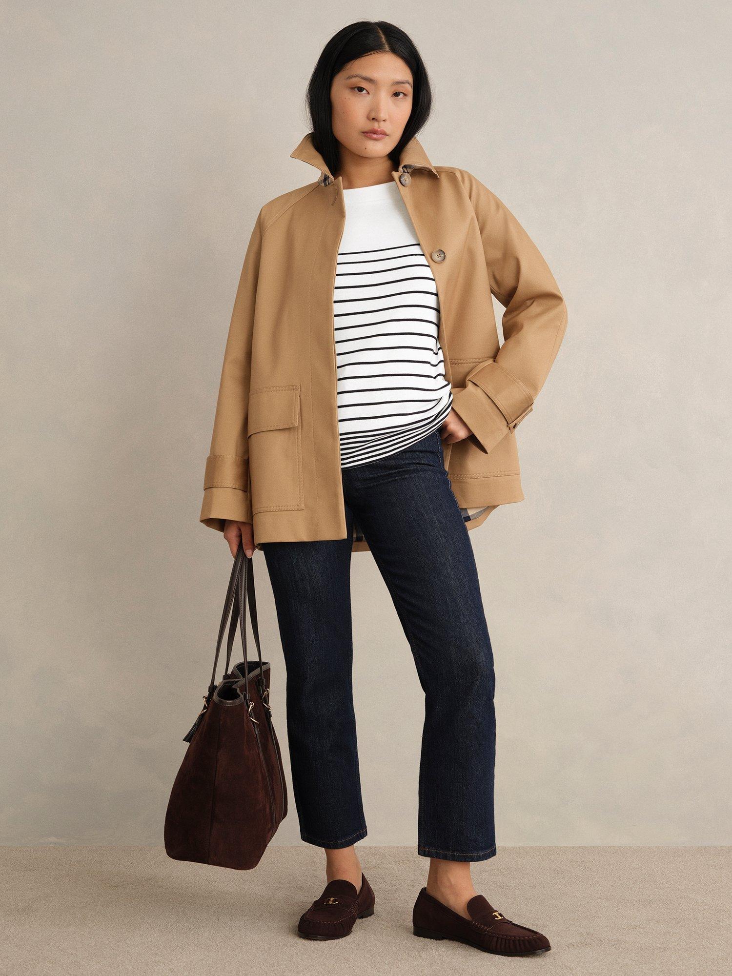 Product image 5 of 5, which shows Hobbs Constance Stripe Jersey Top, White/Navy, L