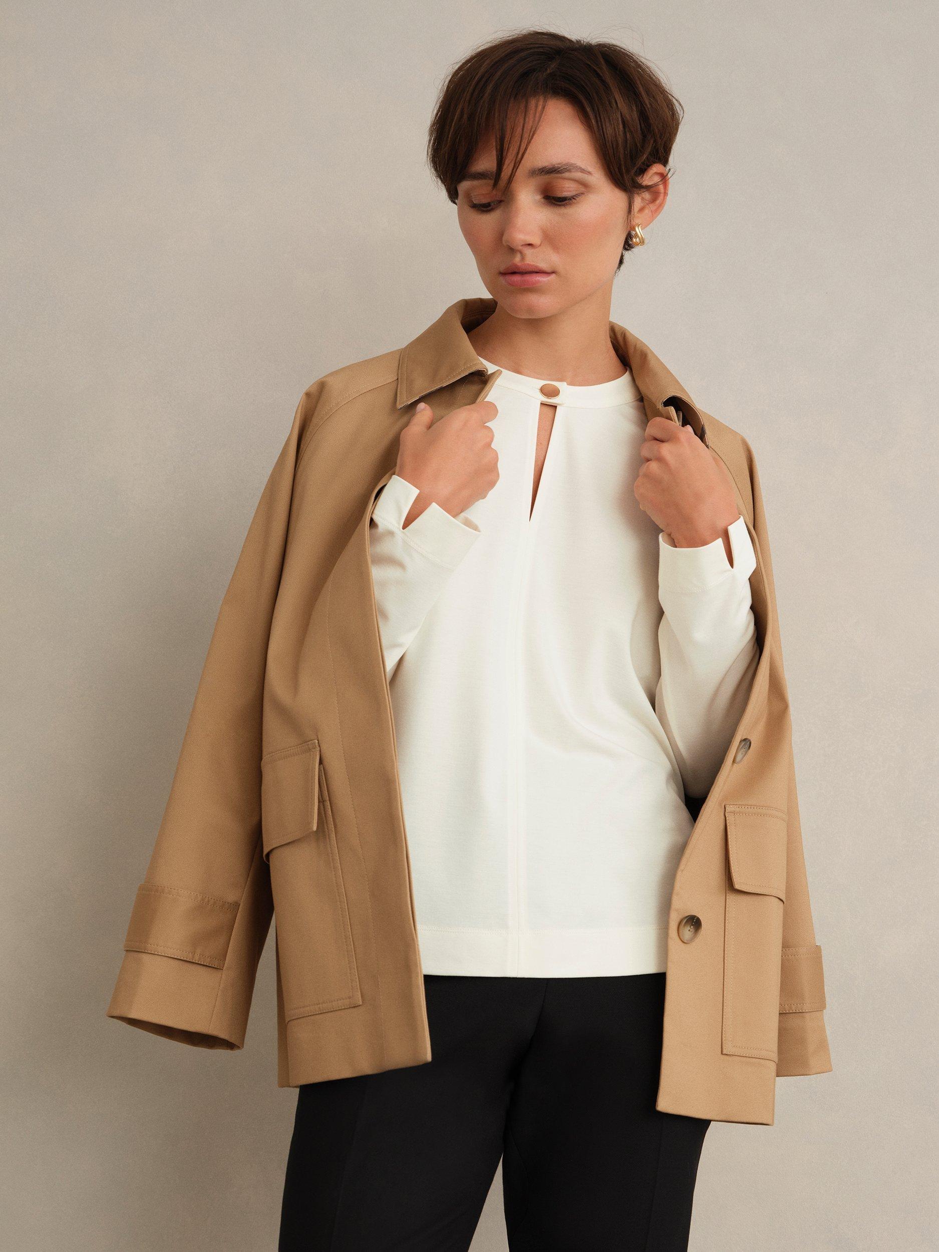 Product image 2 of 6, which shows Hobbs Janey Ponte Tunic Top, Ivory, L