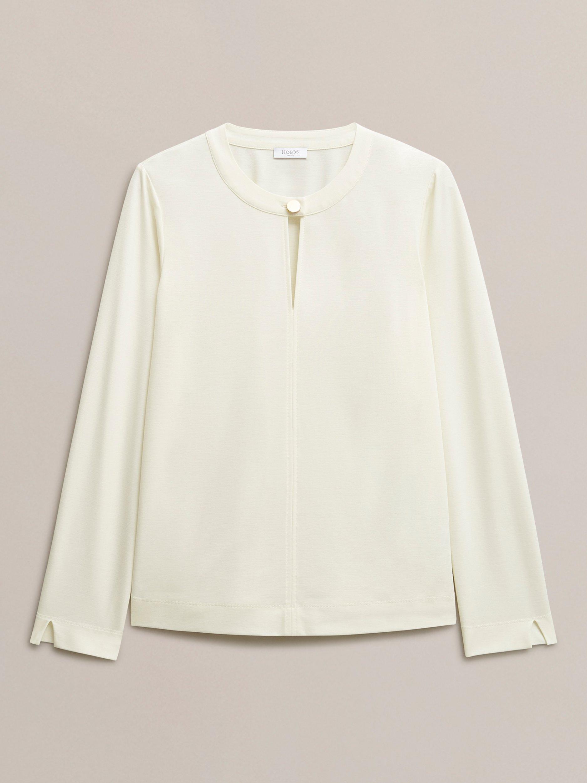 Product image 4 of 6, which shows Hobbs Janey Ponte Tunic Top, Ivory, L