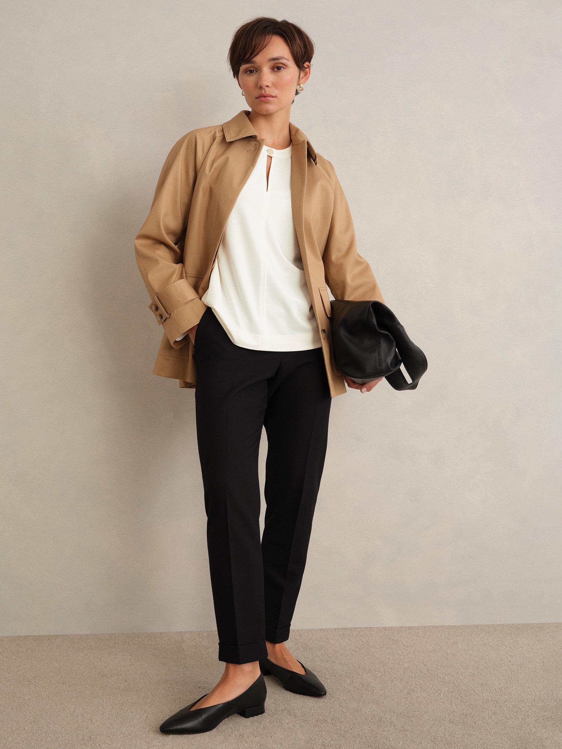 Product image 6 of 6, which shows Hobbs Janey Ponte Tunic Top, Ivory, L