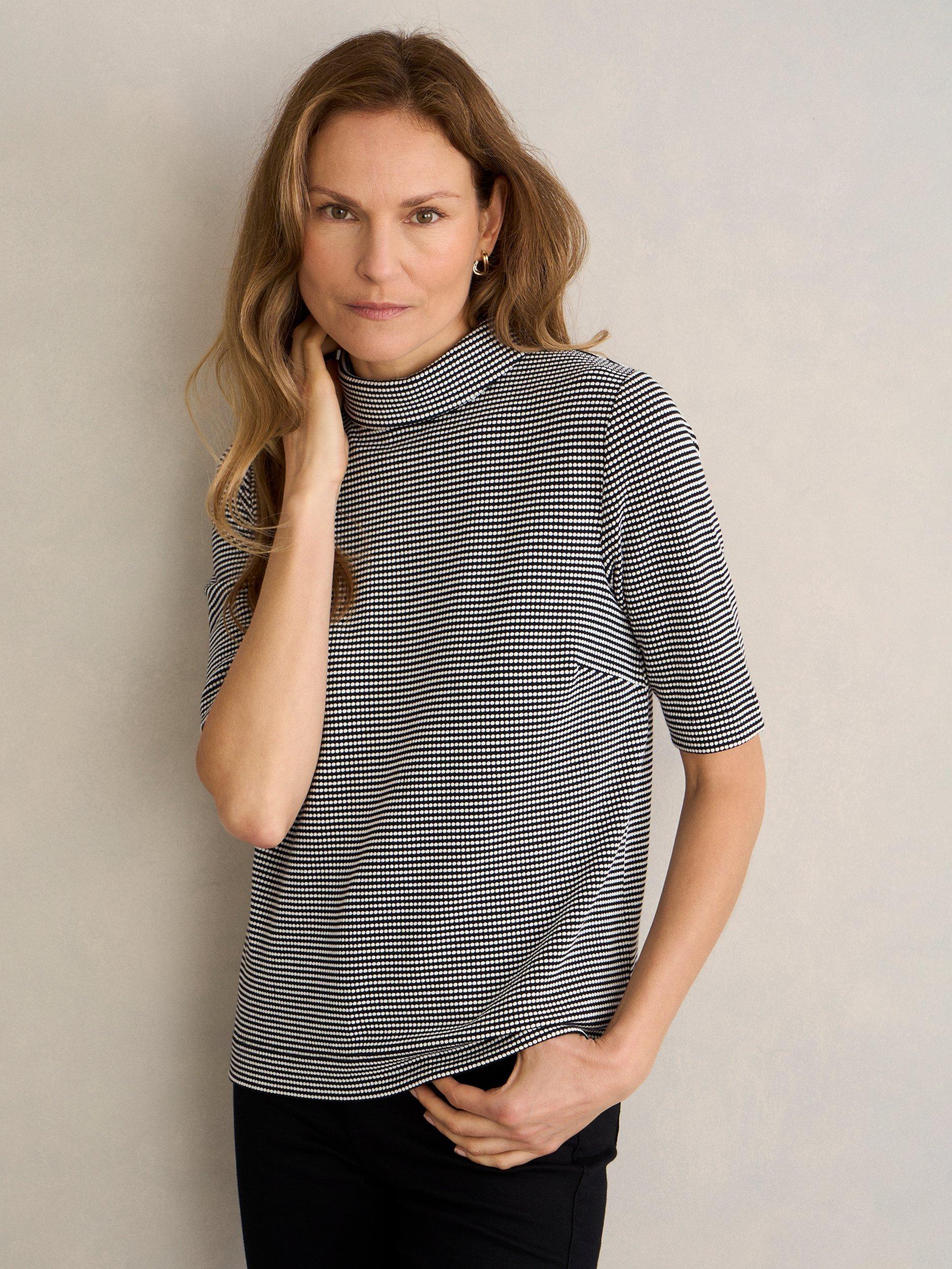 Product image 1 of 7, which shows Hobbs Tali Textured Top, Navy/Ivory, L