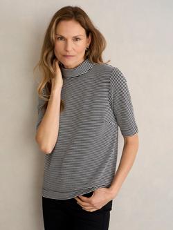 Hobbs Tali Textured Top, Navy/Ivory, Navy/Ivory