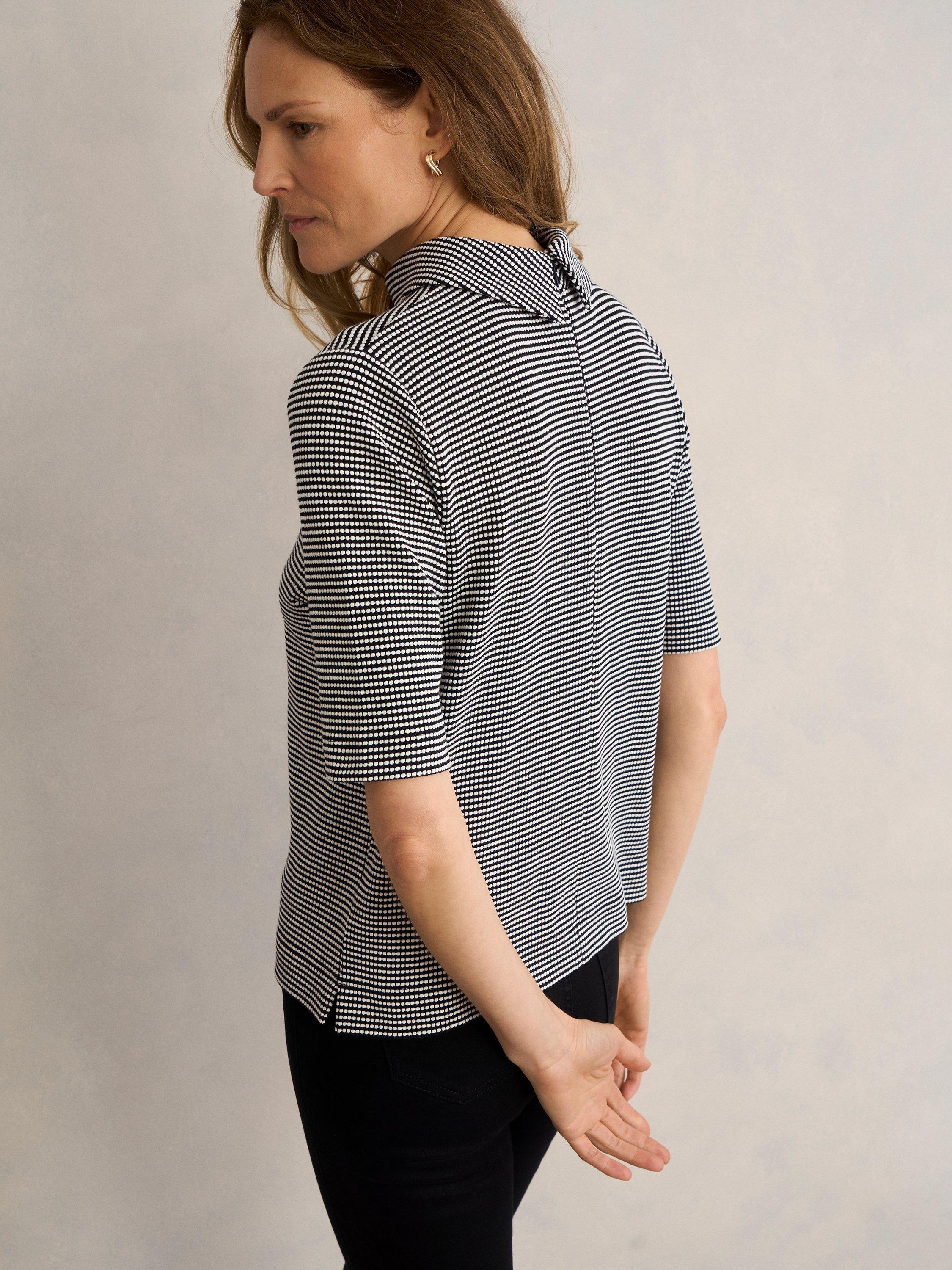 Product image 2 of 7, which shows Hobbs Tali Textured Top, Navy/Ivory, L