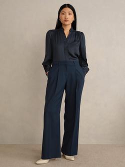 Hobbs Lauren Wide Leg Tailored Trousers, Dark Slate Blue, Dark Slate Blue