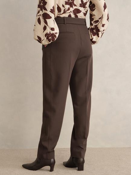 Hobbs Trina Barrel Leg Tailored Trousers, Deep Brown - view 2, Deep Brown