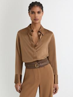 Reiss Beatrix Pure Leather Obi Belt, Taupe - view 2, Taupe