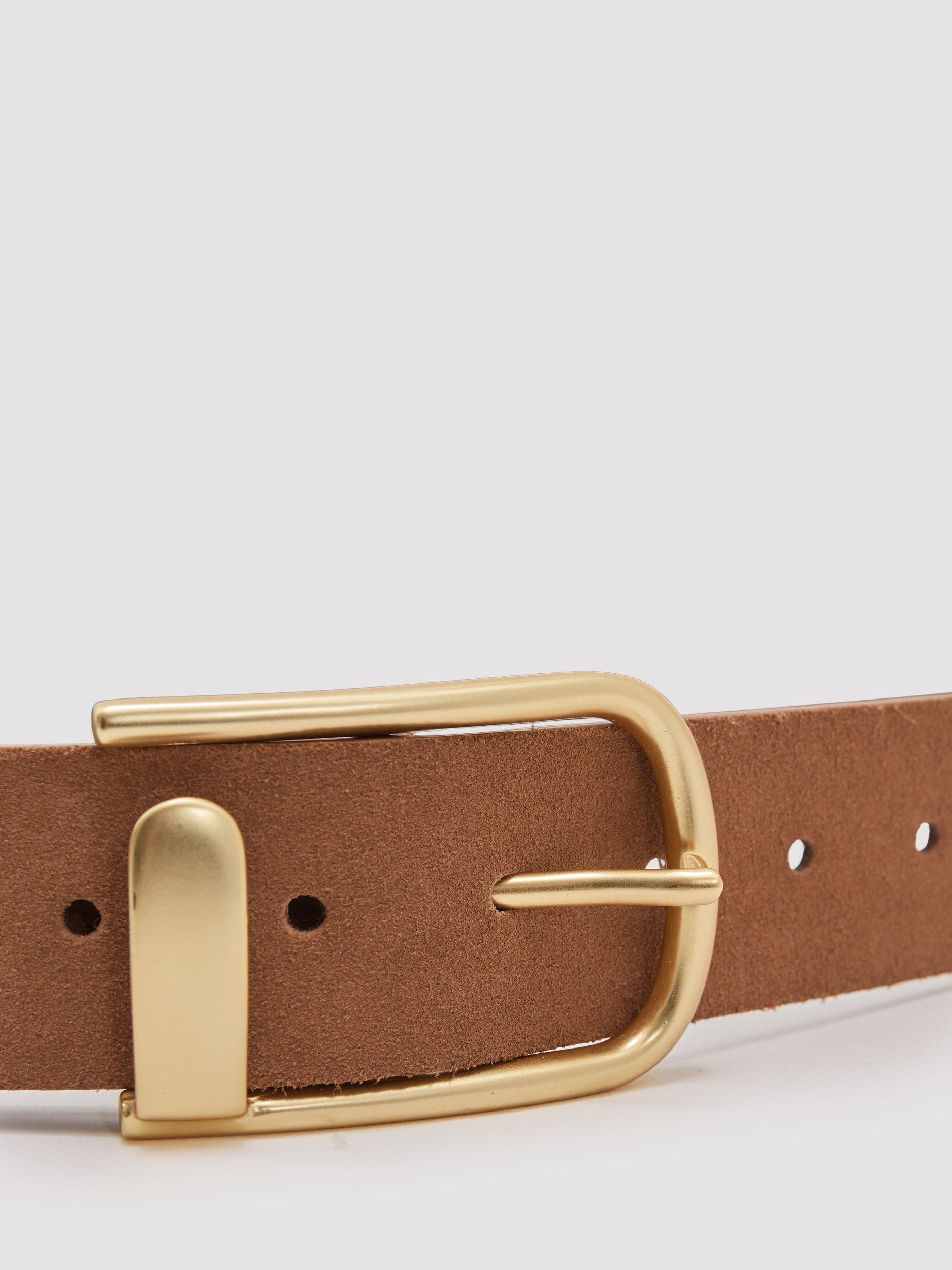 Product image 4 of 4, which shows Reiss Iyla Pure Suede Belt, Tan, XS
