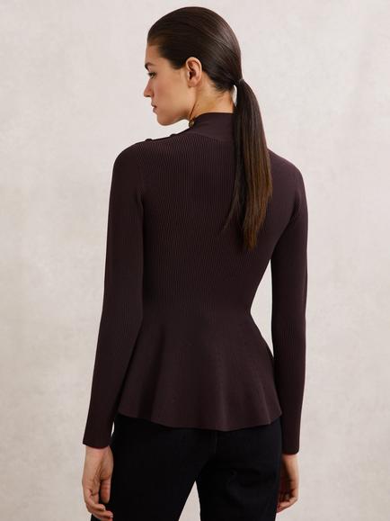 Reiss Isabella Button Shoulder Jumper, Burgundy - view 2, Burgundy