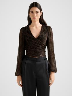 Forever New Odette Plisse Wrap Top, Bronze, Bronze