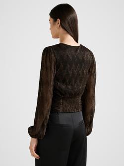 Forever New Odette Plisse Wrap Top, Bronze - view 2, Bronze
