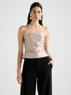 Forever New Kamila Tucked Strapless Bandeau Top, Gold, Gold