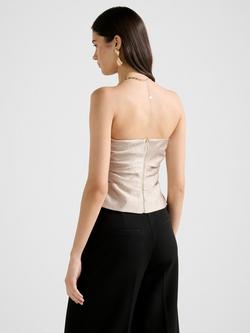 Forever New Kamila Tucked Strapless Bandeau Top, Gold - view 2, Gold