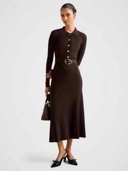 Forever New Petite Kelani Belted Midi Dress, Chocolate Noir, Chocolate Noir