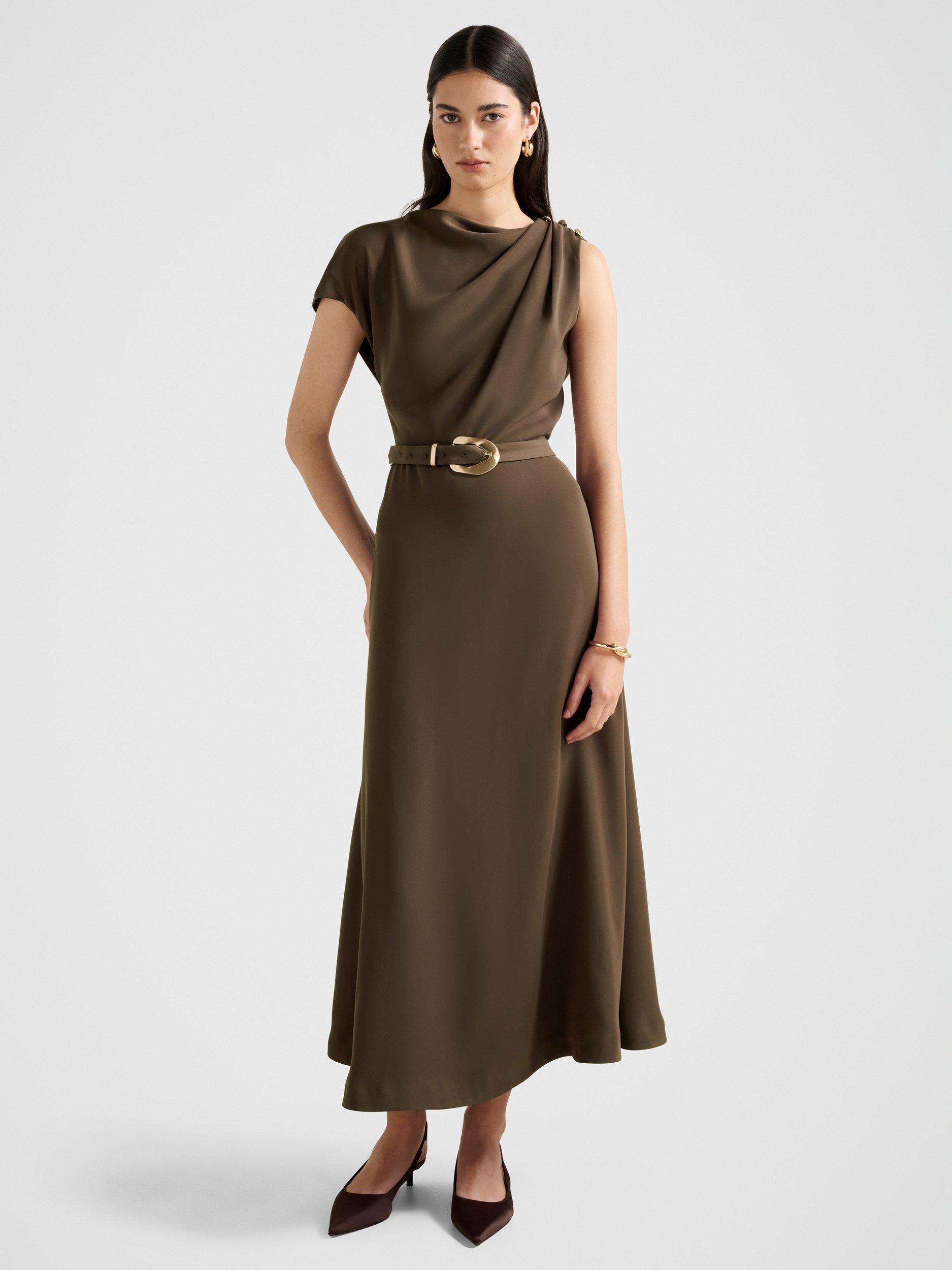 chinese dress ladies Evangeline Tiered Linen Midi Dress main image 0