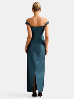 Forever New Mindy Bardot Neck Ruffle Midi Dress, Green - view 2, Green