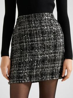 Forever New Paisley Boucle Mix Mini Dress, Black, Black