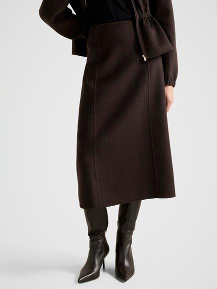 Forever New Amara Felled Wool Rich Circle Skirt, Chocolate Set, Chocolate Set