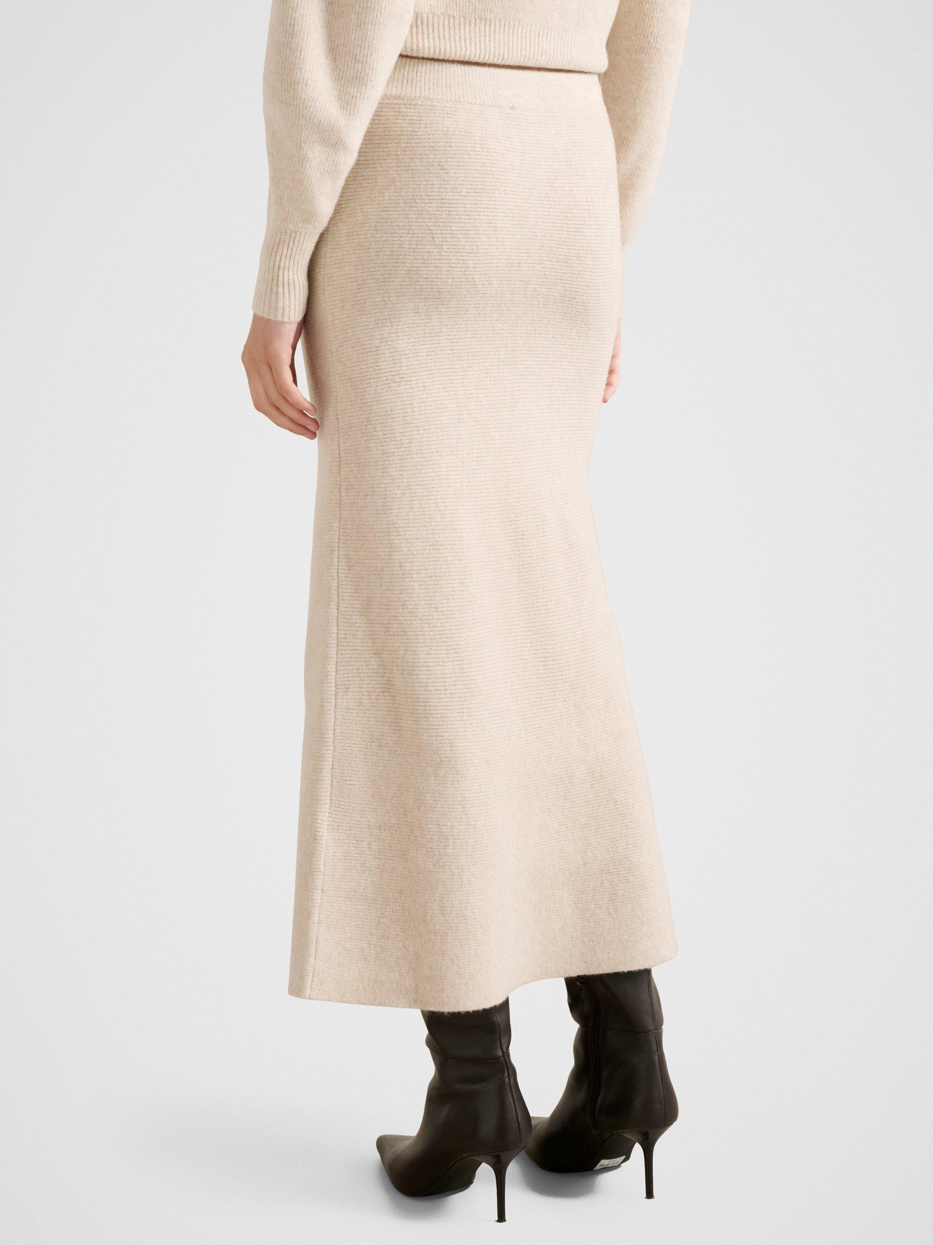 Product image 2 of 5, which shows Forever New Cora Knitted Midi Skirt, Oat Co-ord, L