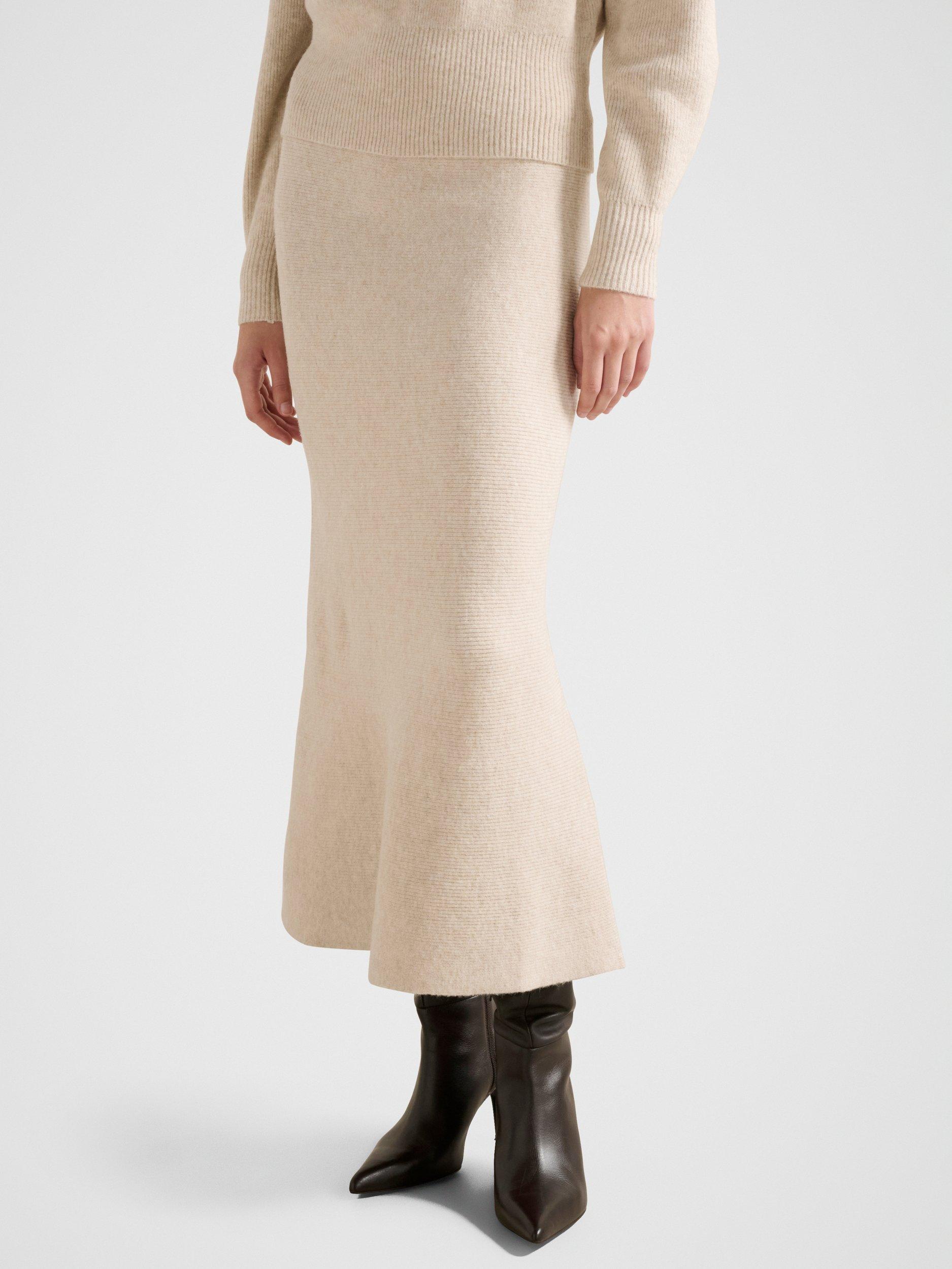 Product image 3 of 5, which shows Forever New Cora Knitted Midi Skirt, Oat Co-ord, L