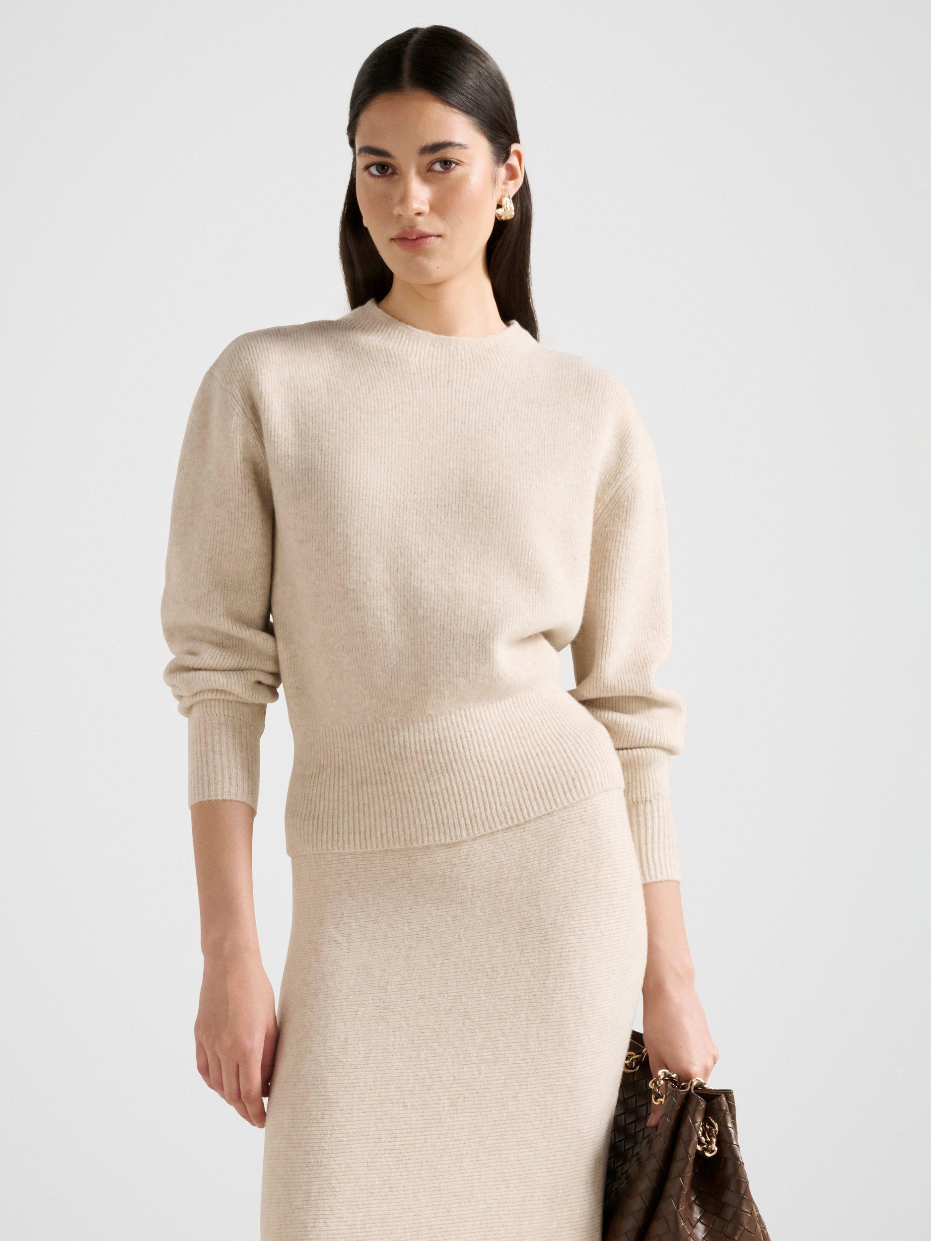 Product image 1 of 5, which shows Forever New Cora Cinched Hem Jumper, Oat Co-ord, L