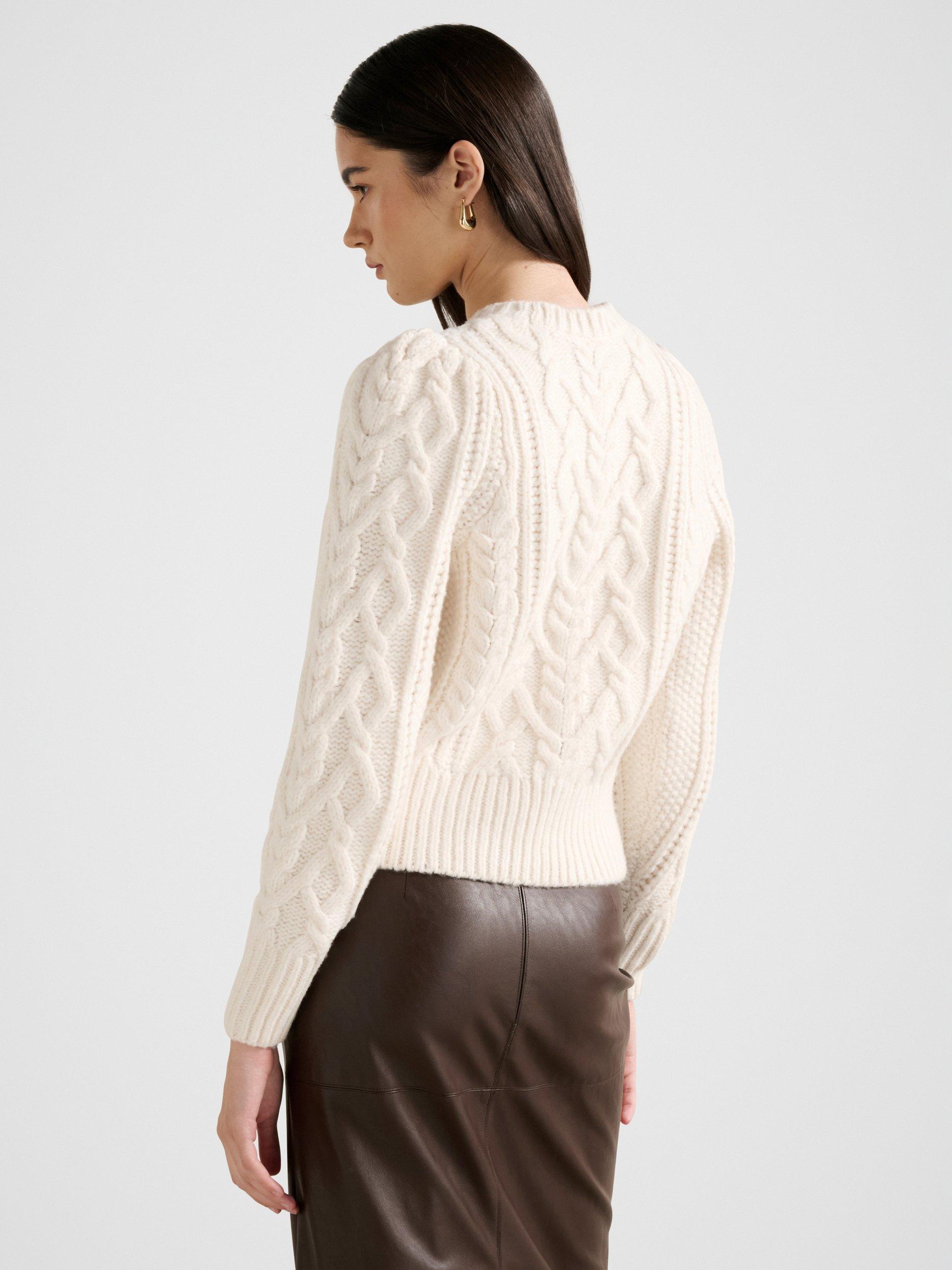Product image 2 of 5, which shows Forever New Heidi Cable Knit Jumper, Cream, L