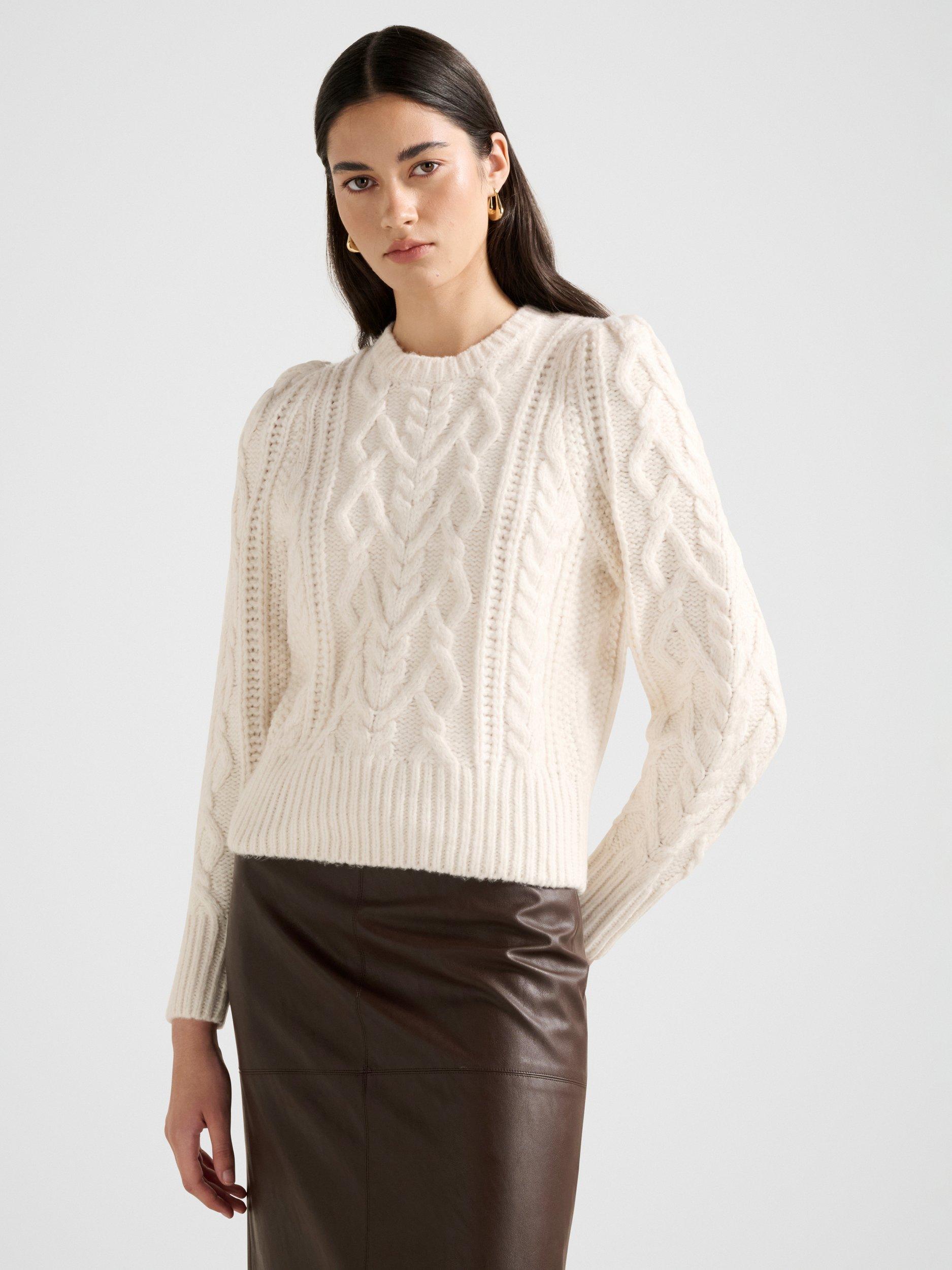 Product image 3 of 5, which shows Forever New Heidi Cable Knit Jumper, Cream, L