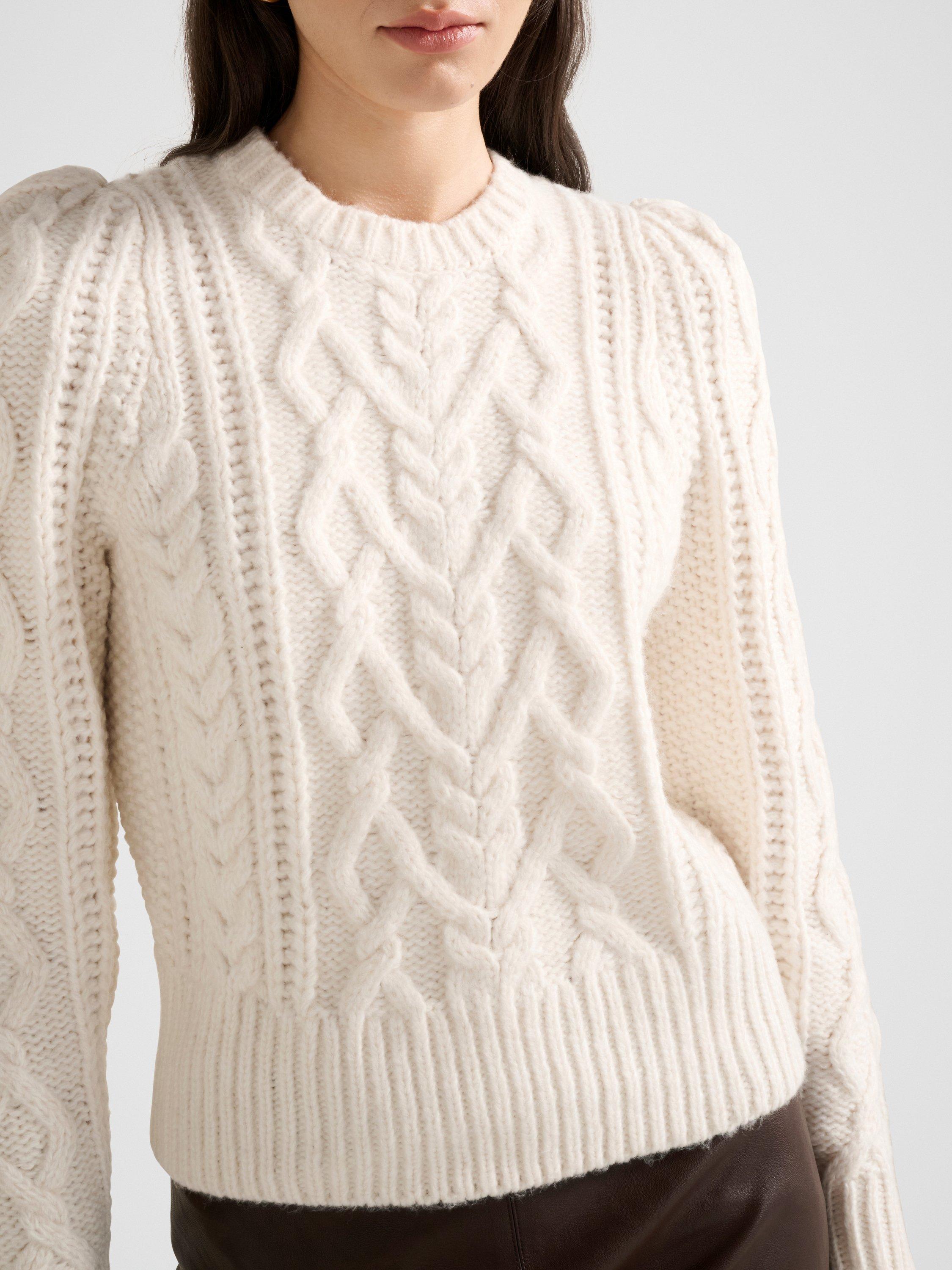 Product image 4 of 5, which shows Forever New Heidi Cable Knit Jumper, Cream, L